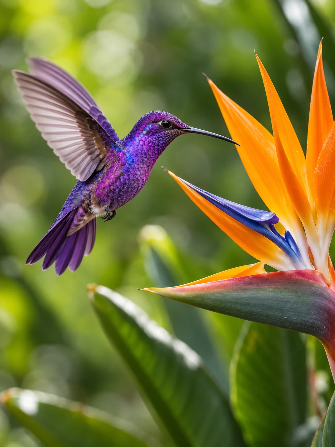 Violet hummingbird concept